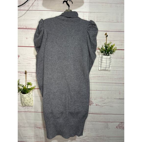 NEW Aaron & Amber Gray Puff Sleeve Sweater Dress Size Large - Picture 4 of 6